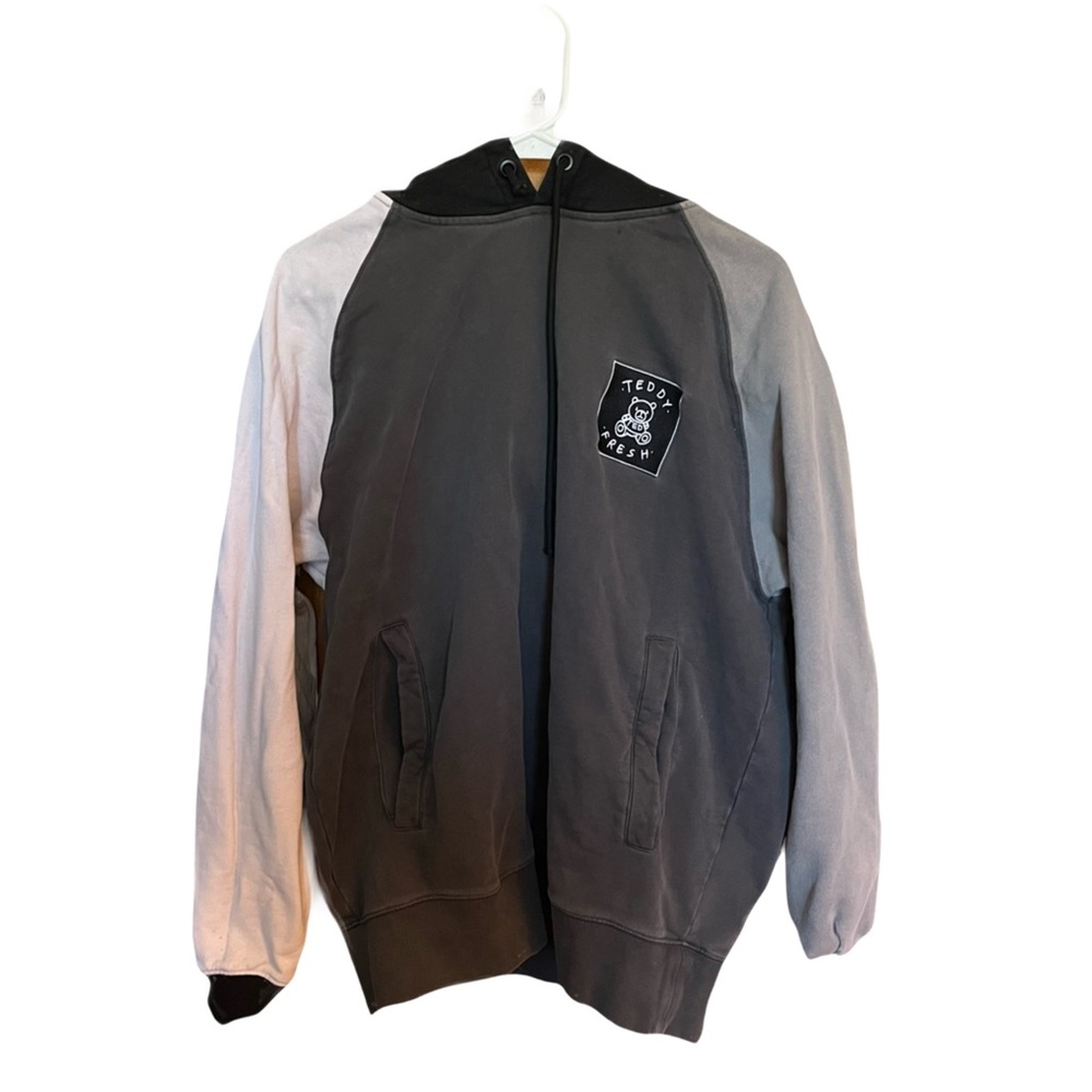 Teddy Fresh Two-Tone Hoodie in Black and Gray